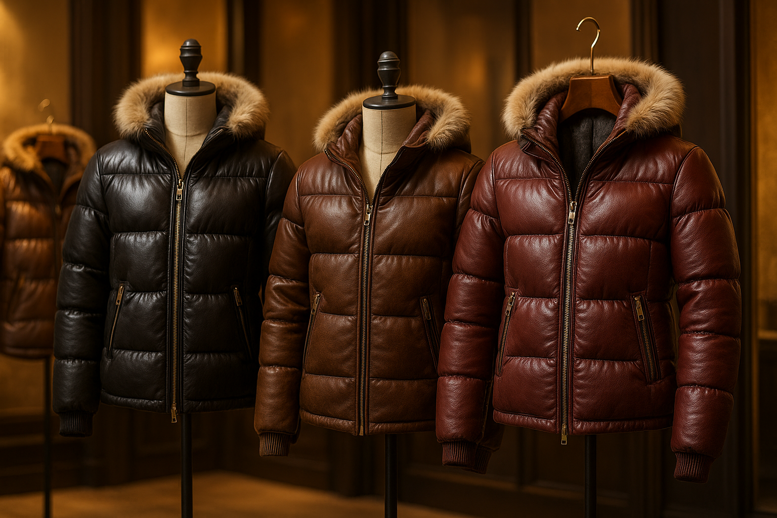 Puffy Leather Jackets for Winter Fashion